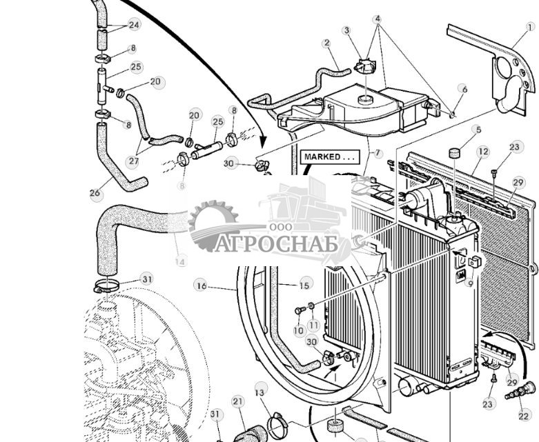 РАДИАТОР  КОЖУХ ВЕНТИЛЯТОРА  ШЛАНГИ ОХЛАЖДАЮЩЕЙ ЖИДКОСТИ - ST208972 6.jpg